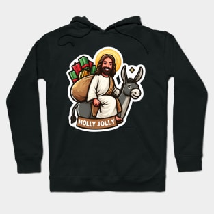 Holly Jolly Jesus Donkey Christmas gifts Hoodie